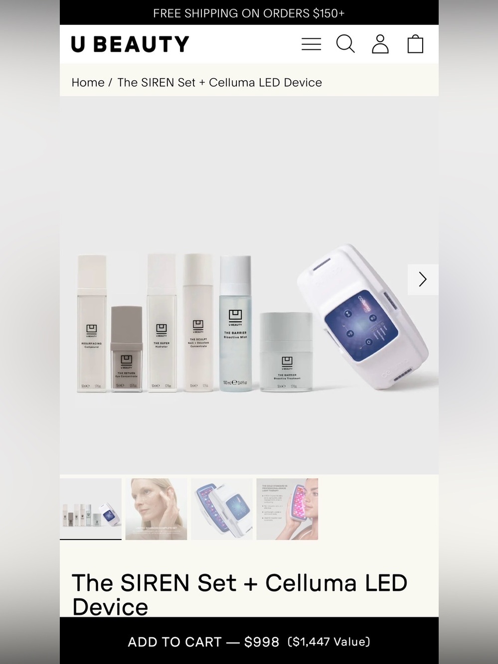 The SIREN Set + Celluma LED Device — White Skincare Collection